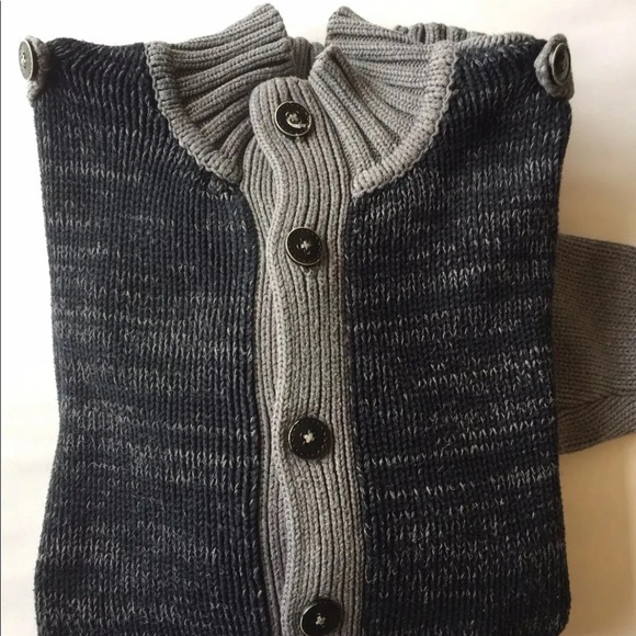 Tristan Men’s  Button Down Cardigan Sweater Medium Navy Grey - Picture 7 of 12